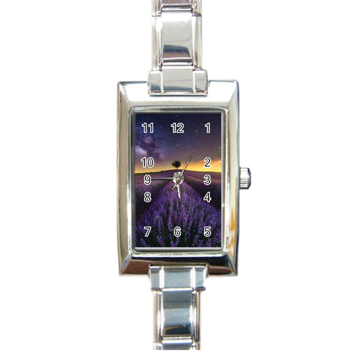 Bed Of Purple Petaled Flowers Photography Landscape Nature Rectangle Italian Charm Watch