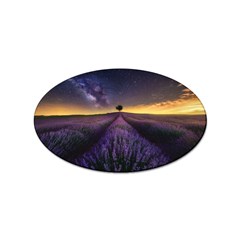 Bed Of Purple Petaled Flowers Photography Landscape Nature Sticker (oval) by Sarkoni