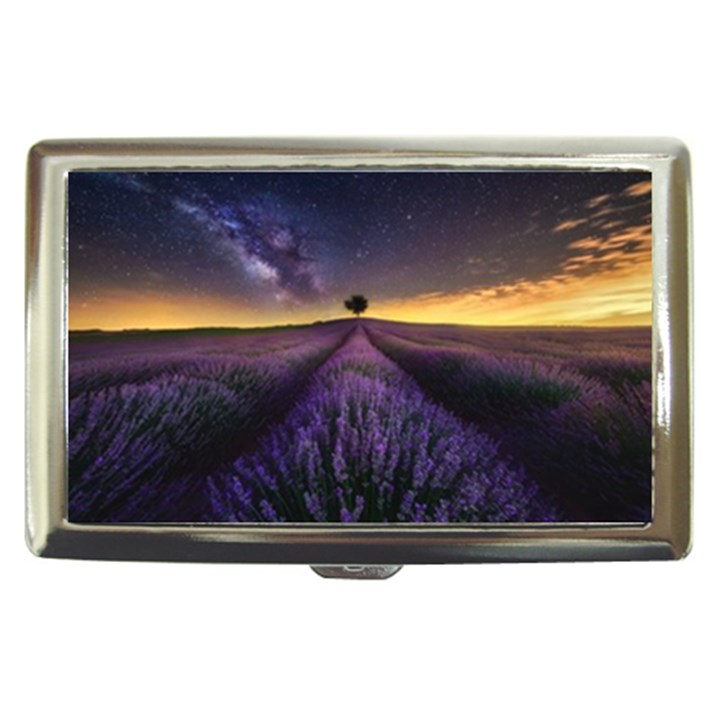 Bed Of Purple Petaled Flowers Photography Landscape Nature Cigarette Money Case