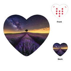 Bed Of Purple Petaled Flowers Photography Landscape Nature Playing Cards Single Design (heart) by Sarkoni