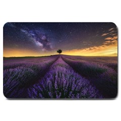 Bed Of Purple Petaled Flowers Photography Landscape Nature Large Doormat by Sarkoni