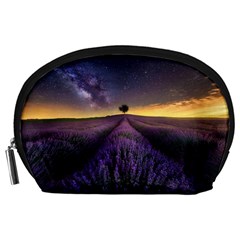 Bed Of Purple Petaled Flowers Photography Landscape Nature Accessory Pouch (large) by Sarkoni