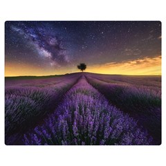 Bed Of Purple Petaled Flowers Photography Landscape Nature Two Sides Premium Plush Fleece Blanket (medium) by Sarkoni