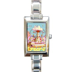 Adventure Time Multi Colored Celebration Nature Rectangle Italian Charm Watch by Sarkoni