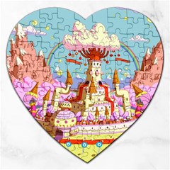 Adventure Time Multi Colored Celebration Nature Jigsaw Puzzle (heart) by Sarkoni