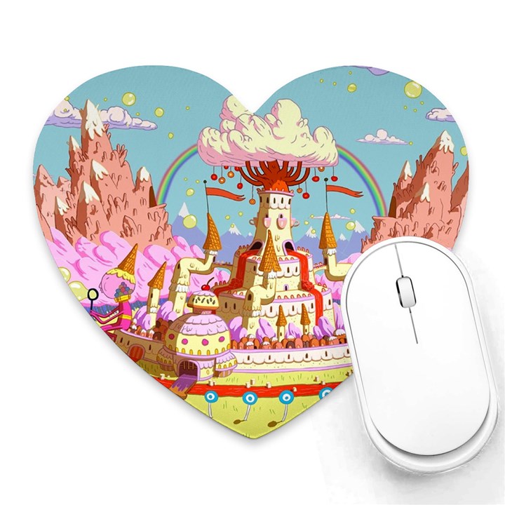 Adventure Time Multi Colored Celebration Nature Heart Mousepad