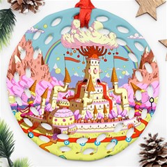 Adventure Time Multi Colored Celebration Nature Ornament (round Filigree) by Sarkoni