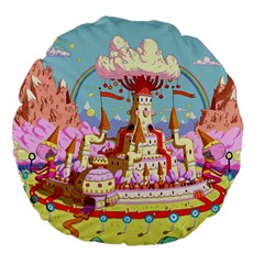 Adventure Time Multi Colored Celebration Nature Large 18  Premium Flano Round Cushions by Sarkoni