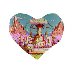 Adventure Time Multi Colored Celebration Nature Standard 16  Premium Flano Heart Shape Cushions by Sarkoni