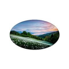 Field Of White Petaled Flowers Nature Landscape Sticker (oval) by Sarkoni