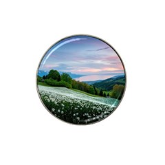 Field Of White Petaled Flowers Nature Landscape Hat Clip Ball Marker by Sarkoni