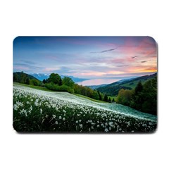 Field Of White Petaled Flowers Nature Landscape Small Doormat by Sarkoni