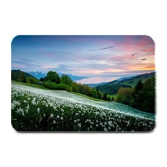 Field Of White Petaled Flowers Nature Landscape Plate Mats by Sarkoni