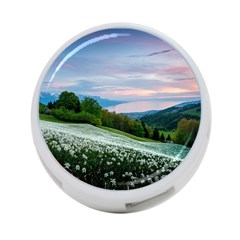 Field Of White Petaled Flowers Nature Landscape 4-port Usb Hub (one Side) by Sarkoni