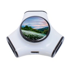 Field Of White Petaled Flowers Nature Landscape 3-port Usb Hub by Sarkoni