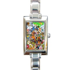 Cartoon Characters Tv Show  Adventure Time Multi Colored Rectangle Italian Charm Watch by Sarkoni