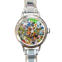 Cartoon Characters Tv Show  Adventure Time Multi Colored Round Italian Charm Watch by Sarkoni