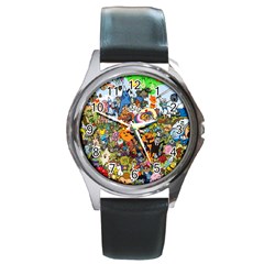 Cartoon Characters Tv Show  Adventure Time Multi Colored Round Metal Watch by Sarkoni