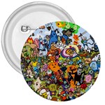 Cartoon Characters Tv Show  Adventure Time Multi Colored 3  Buttons Front