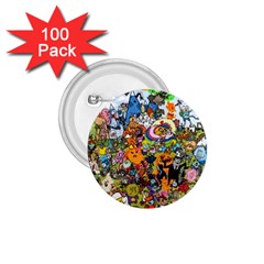 Cartoon Characters Tv Show  Adventure Time Multi Colored 1 75  Buttons (100 Pack)  by Sarkoni