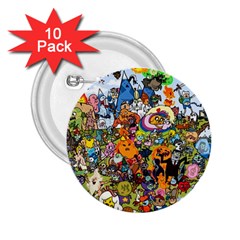 Cartoon Characters Tv Show  Adventure Time Multi Colored 2 25  Buttons (10 Pack)  by Sarkoni