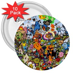 Cartoon Characters Tv Show  Adventure Time Multi Colored 3  Buttons (10 Pack)  by Sarkoni