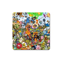 Cartoon Characters Tv Show  Adventure Time Multi Colored Square Magnet by Sarkoni