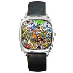 Cartoon Characters Tv Show  Adventure Time Multi Colored Square Metal Watch by Sarkoni