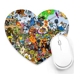 Cartoon Characters Tv Show  Adventure Time Multi Colored Heart Mousepad by Sarkoni