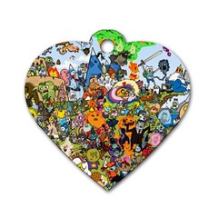 Cartoon Characters Tv Show  Adventure Time Multi Colored Dog Tag Heart (one Side) by Sarkoni