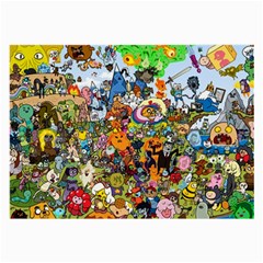 Cartoon Characters Tv Show  Adventure Time Multi Colored Large Glasses Cloth (2 Sides) by Sarkoni