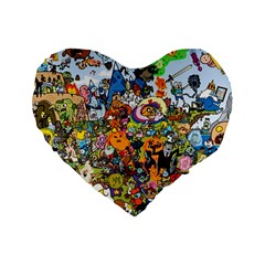 Cartoon Characters Tv Show  Adventure Time Multi Colored Standard 16  Premium Heart Shape Cushions by Sarkoni