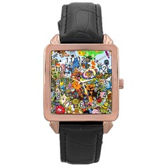 Cartoon Characters Tv Show  Adventure Time Multi Colored Rose Gold Leather Watch  by Sarkoni