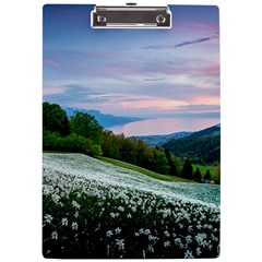 Field Of White Petaled Flowers Nature Landscape A4 Acrylic Clipboard by Sarkoni