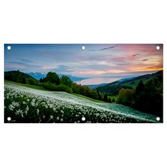 Field Of White Petaled Flowers Nature Landscape Banner And Sign 4  X 2  by Sarkoni