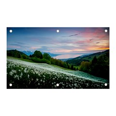 Field Of White Petaled Flowers Nature Landscape Banner And Sign 5  X 3  by Sarkoni