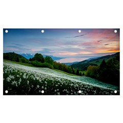 Field Of White Petaled Flowers Nature Landscape Banner And Sign 7  X 4  by Sarkoni