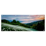 Field Of White Petaled Flowers Nature Landscape Banner and Sign 8  x 3  Front