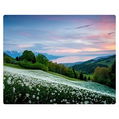 Field Of White Petaled Flowers Nature Landscape Premium Plush Fleece Blanket (medium) by Sarkoni