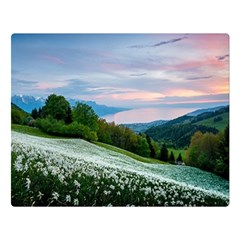 Field Of White Petaled Flowers Nature Landscape Premium Plush Fleece Blanket (large) by Sarkoni