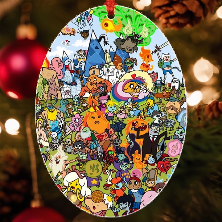 Cartoon Characters Tv Show  Adventure Time Multi Colored UV Print Acrylic Ornament Oval