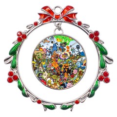 Cartoon Characters Tv Show  Adventure Time Multi Colored Metal X mas Wreath Ribbon Ornament by Sarkoni