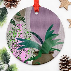 Botanical Plants Green Sheet Art Ornament (round) by Sarkoni