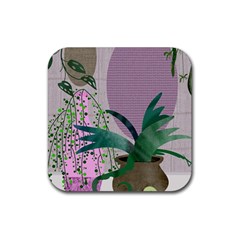 Botanical Plants Green Sheet Art Rubber Coaster (square) by Sarkoni