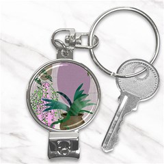 Botanical Plants Green Sheet Art Nail Clippers Key Chain by Sarkoni