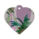 Botanical Plants Green Sheet Art Dog Tag Heart (One Side) Front