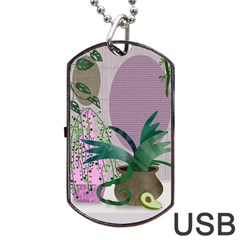 Botanical Plants Green Sheet Art Dog Tag Usb Flash (one Side) by Sarkoni