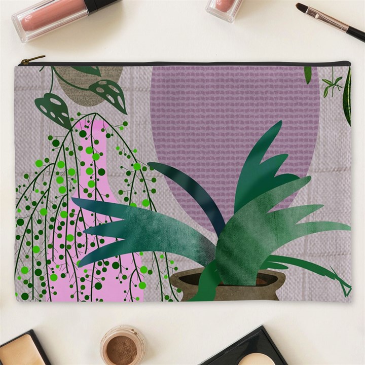 Botanical Plants Green Sheet Art Cosmetic Bag (XXXL)