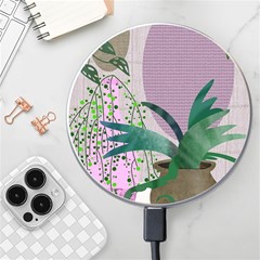 Botanical Plants Green Sheet Art Wireless Fast Charger(white) by Sarkoni