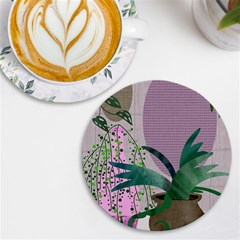 Botanical Plants Green Sheet Art Uv Print Round Tile Coaster by Sarkoni